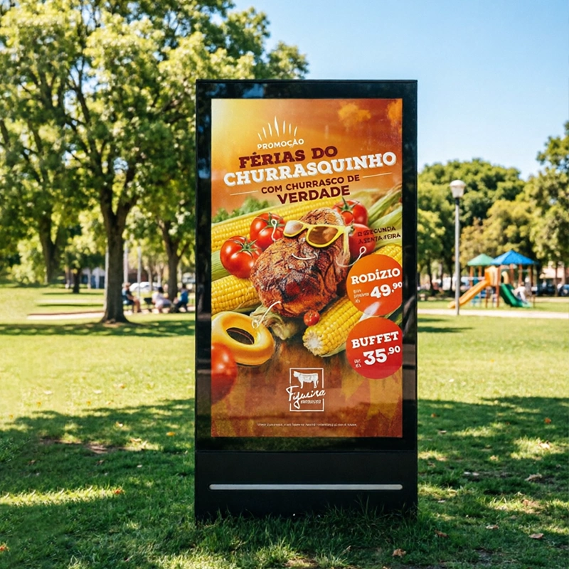 55Inch Portable Outdoor Advertising Display – High Visibility Digital Signage for Restaurant Entrance, Coffee Shop Patio & Festival Events
