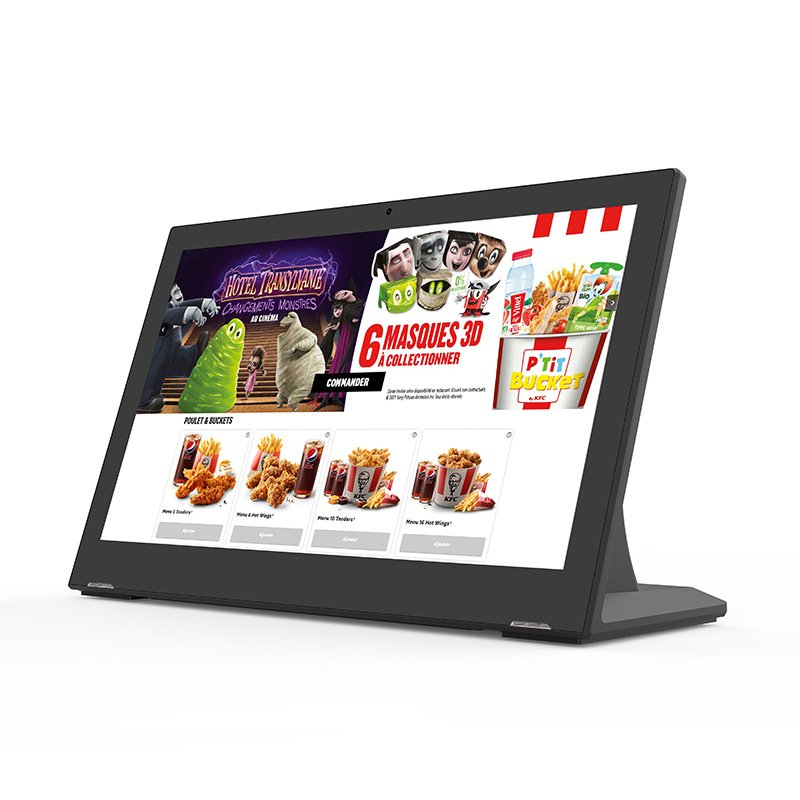 L Shaped Desktop Digital Signage –  Indoor Tablet for Fast Food Ordering, Coffee Shop Menu & Entrance Promotion | Space Saving