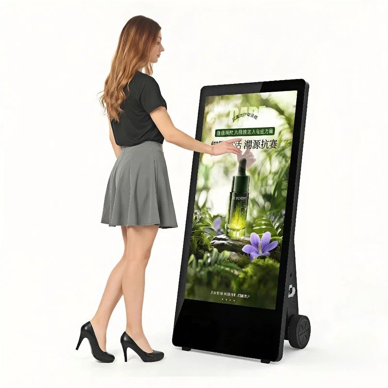 55Inch Portable Outdoor Display – High Brightness Digital Menu Board for Cafe Patio, Drive Thru, Pop Up Events & Storefront Window Advertising