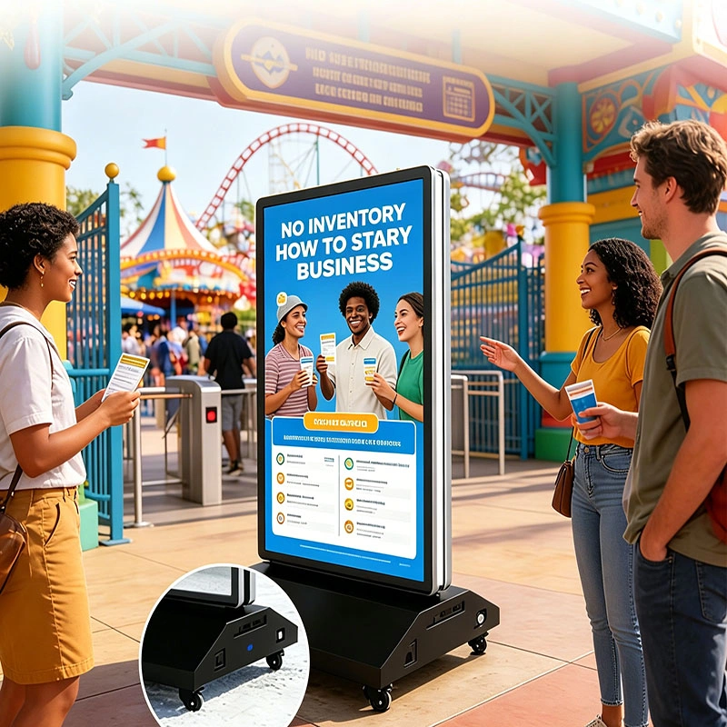 55 Inch Portable Double Side Outdoor Digital Signage – Weatherproof Dual Screen for Restaurant Entrance Ads, Sidewalk Promotion & Event Display
