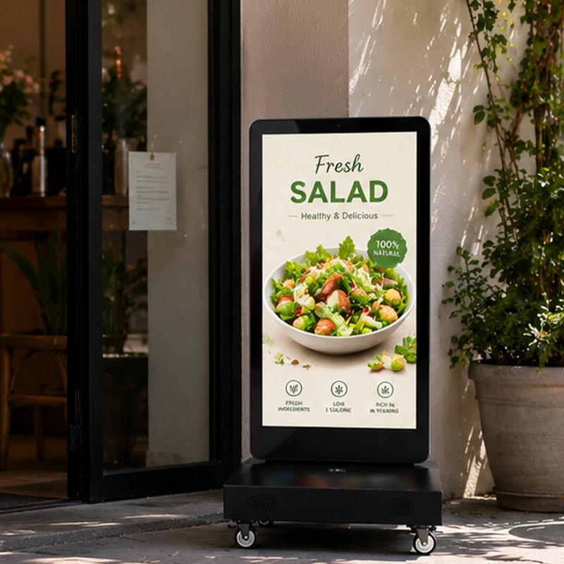 43 Inch Portable Dual Screen Outdoor Digital Signage – Double Side Promotional Display for Restaurant Entrance, Lobby & Street Side Advertising