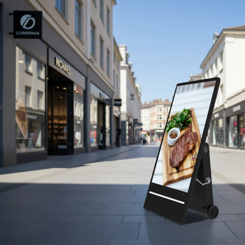 32 Inch Portable Outdoor Digital Signage – Weatherproof Promotional Display for Restaurant Patio, Food Trailer Menu & Street Side Advertising