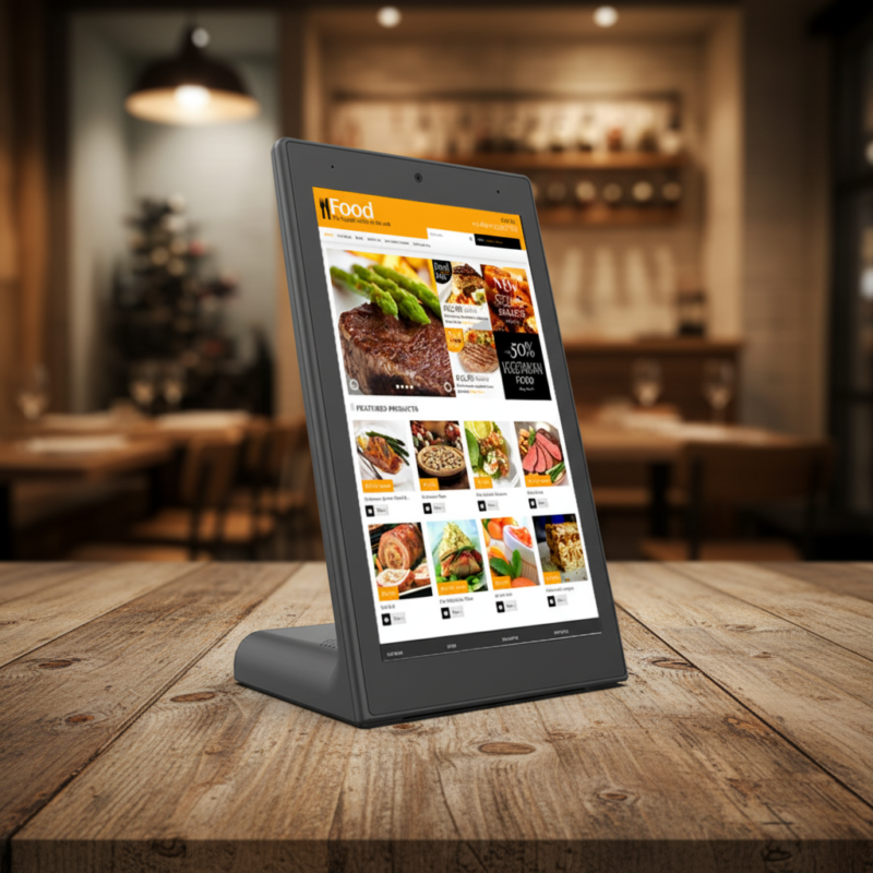 10.1 Inch L Shape Tabletop Digital Menu Board – Portable Indoor Display for Cafe, Fast Food & Diner | Table Side Ordering & Counter Promotion Screen