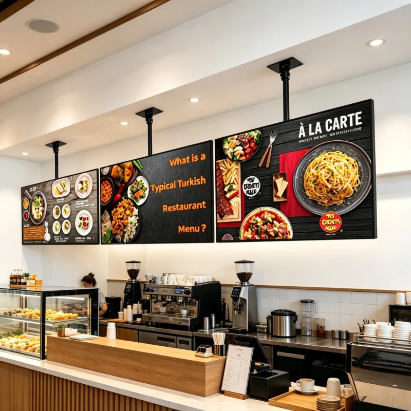27Inch Ceiling Suspended Digital Signage for Restaurants – Hanging Menu Display for Entrance Ads, Table Side Promotion & Wall Advertising | Indoor Use