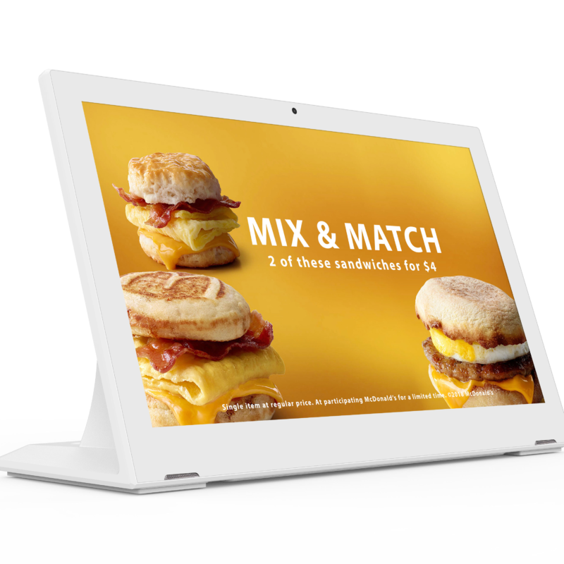 17.3 Inch L Shaped Desktop Tablet Display – Restaurant Digital Signage for Menu Ordering, Counter Payment & Table Side Promotion | Space Saving Design