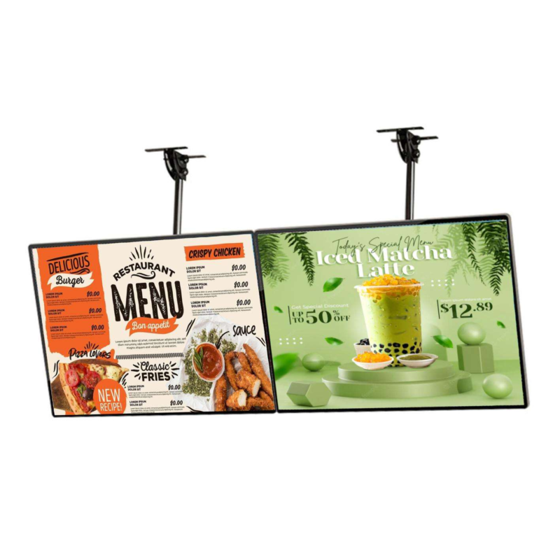 43 Inch Hanging Digital Menu Board – Ceiling Suspended Restaurant LCD Display for Coffee Shop, Indoor Multimedia Player & Shop Advertising