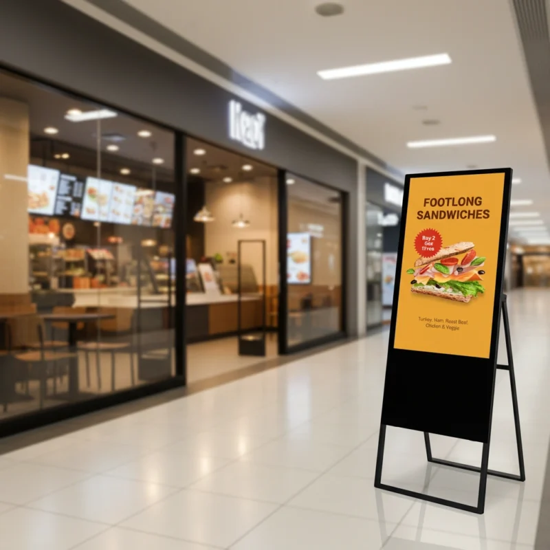 Portable Indoor Digital Menu Board – 32" Corded Display for Fast Food Counter, Cafe Table & Lobby Advertising