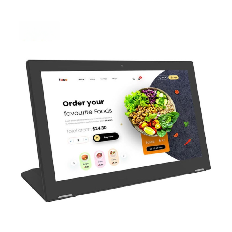 15.6 Inch L Shaped Digital Menu Board – Desktop Tablet Display for Counter Upselling, Lobby Advertising & Self Service Ordering | Indoor Portable Design