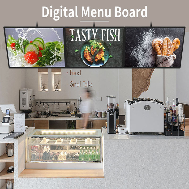 32 Inch Hanging Digital Signage for Restaurants – Overhead Promotional Display for Menu Boards, Table Ordering Guidance & Lobby Advertising | Cloud Managed