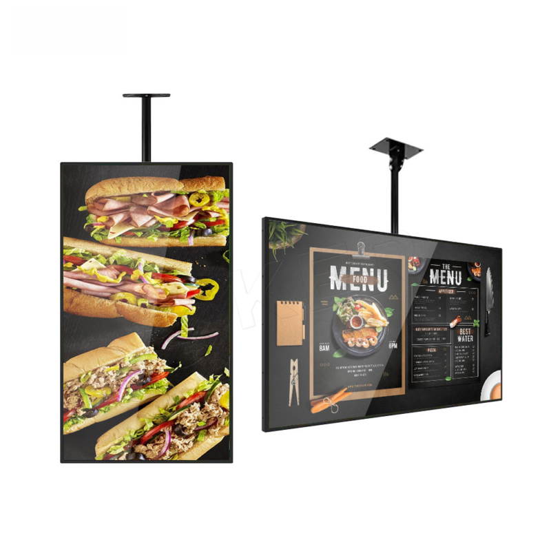 32 Inch Hanging Digital Signage for Restaurants – Overhead Promotional Display for Menu Boards, Table Ordering Guidance & Lobby Advertising | Cloud Managed