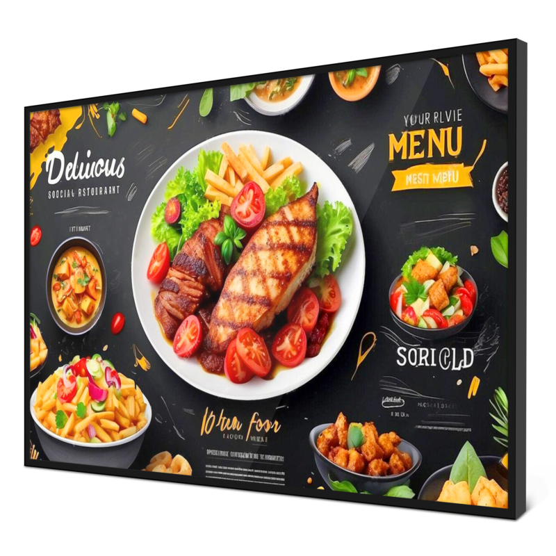 55 Inch Wall Mounted Digital Menu Board – Indoor Promotional Display for Fast Food, Cafe & Diner | Digital Wall Poster for Counter & Entrance Ads