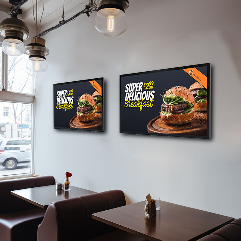 32 43 55Indoor Wall Mounted Digital Signage for Restaurants – Promotional Wall Display for Dynamic Menu, Table Ordering & Lobby Advertising | Android Player Included