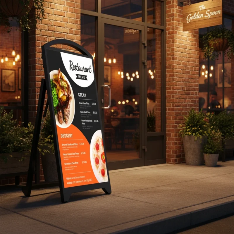 43/55 Inch Outdoor Portable A Frame Digital Menu Board, Waterproof Freestanding Sidewalk Digital Signage Display for Restaurant Cafe Outdoor Events & Exhibition