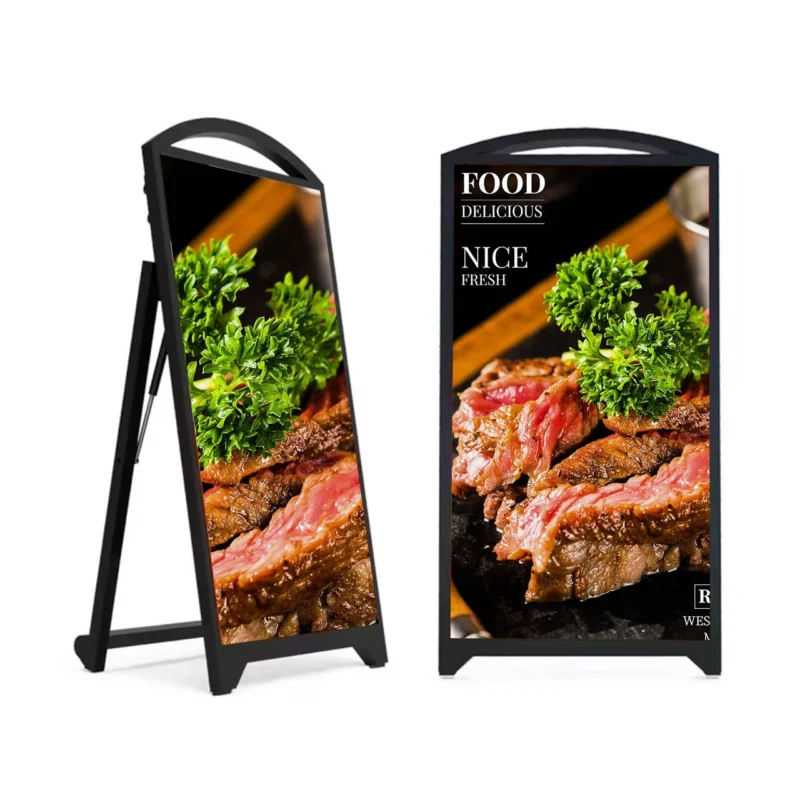 43/55 Inch Outdoor Portable A Frame Digital Menu Board, Waterproof Freestanding Sidewalk Digital Signage Display for Restaurant Cafe Outdoor Events & Exhibition