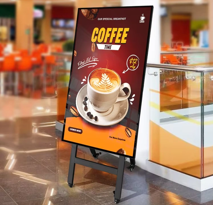 Portable Indoor Digital Menu Board – 43" Lightweight Display for Restaurant & Coffee Shop Counter Advertising | AC Powered