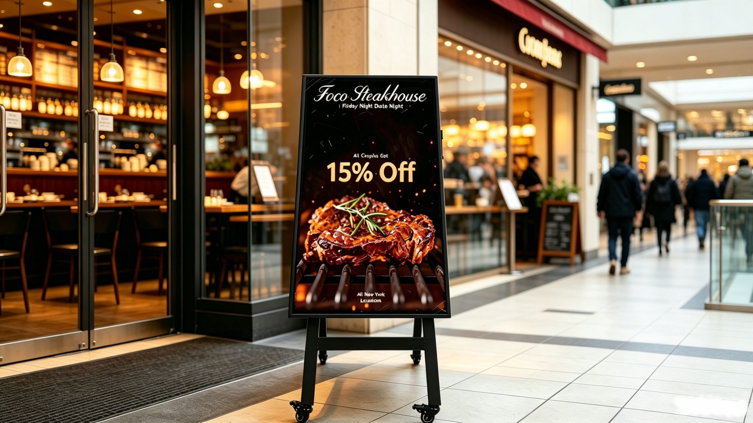 Portable indoor digital signage for restaurant